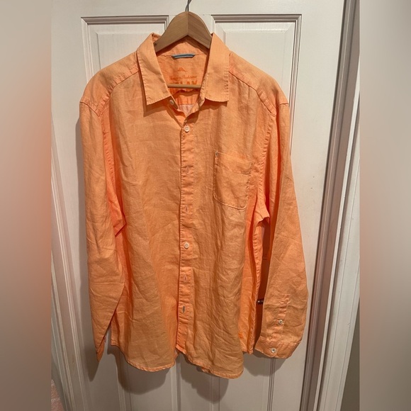 Tommy Bahama 100% Linen Mens Orange Casual Button Down Shirt XL - Picture 1 of 4